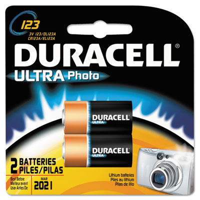 Duracell Ultra High Power
Lithium Battery, 123, 3V,
2/Pack