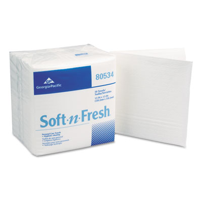 Georgia Pacific Soft-n-Fresh
Patient Care Disposable Wash
Cloths, 13 x 13, White,
50/Pack