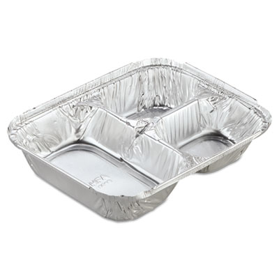 Handi-Foil Aluminum Oblong
Container with Lid,
3-Compartment