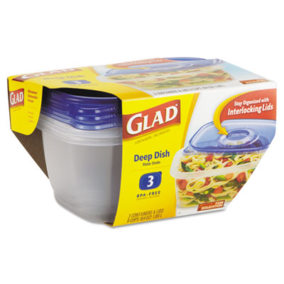 Glad Gladware Entree Plastic Square Containers with Lids, 25 Ounce