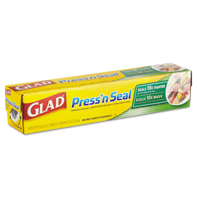 Glad Press&#39;n Seal Plastic
Wrap, 11 4/5 x 76 1/5&#39;, 70
Square Feet, White