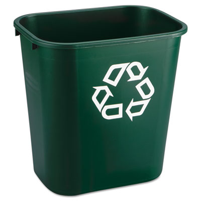 Rubbermaid Commercial
Deskside Paper Recycling
Container, Rectangular,
Plastic, 7 gal, Green