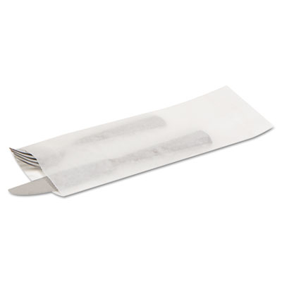 Bagcraft Papercon Silverware Bags, 10d x 2 1/4w, White