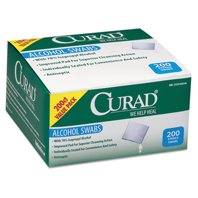 Curad Alcohol Swabs, 1 x 1,
200/Box