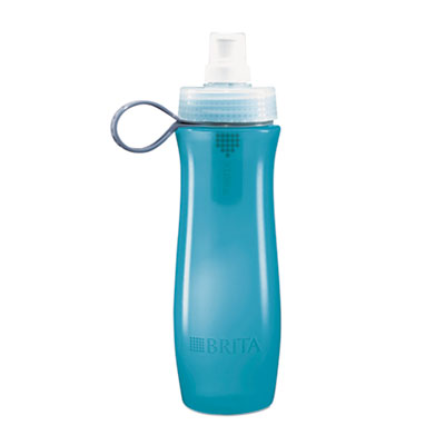 Brita Soft Squeeze Water Filter Bottle, 20oz, Aqua Blue