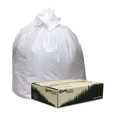 Earthsense Commercial
Recycled Tall Kitchen Bags,
13 gal, 0.85 mil, 24 x 31,
White, 150 Bags/Box