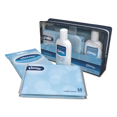 KIMBERLY-CLARK PROFESSIONAL*
KLEENEX Refresh Kit, Hand
Sanitizer, Hand and Face
Wipes, Facial Tissues, Pouch