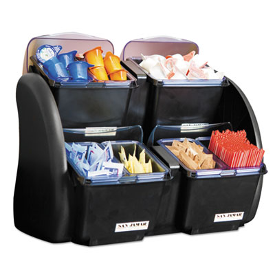 San Jamar The Dome Garnish
Center, 4 Compartments,
Black/Clear