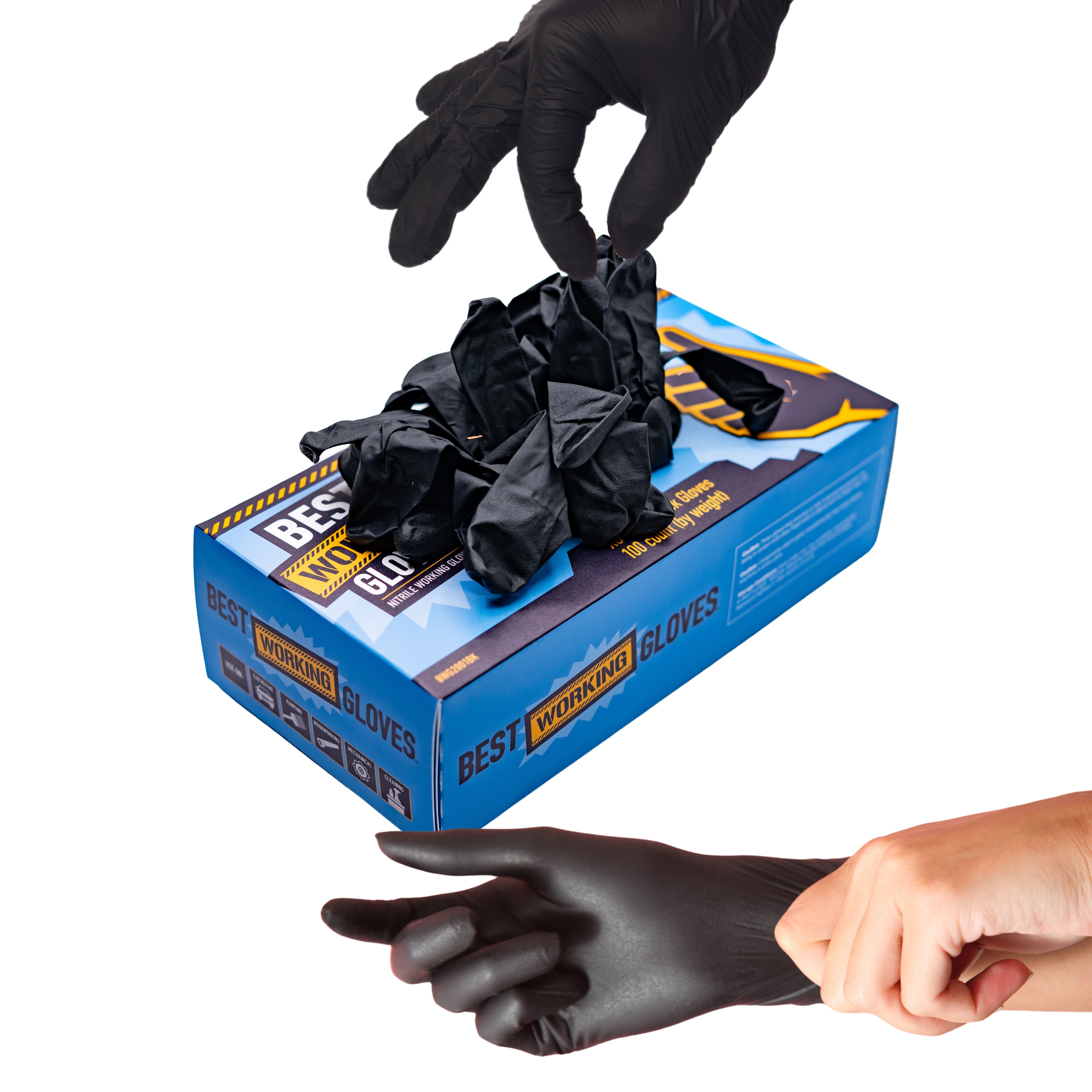 Industrial/Food Compliant 4 mil Black Nitrile L 100/BX 