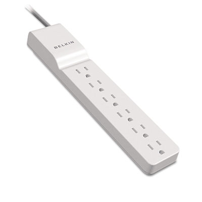 Belkin Surge Protector, 6 Outlets, 4ft Cord, White
