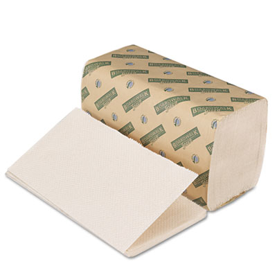 Boardwalk Green Folded Towels, Single-Fold, Natural
