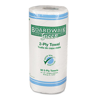 Boardwalk Green Household Roll Towels, 2-Ply, 11W x 9L