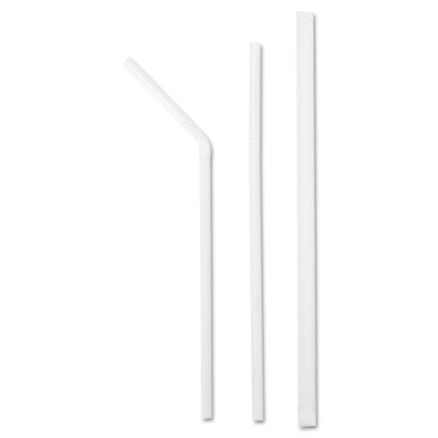 Boardwalk Jumbo Straws, 7
5/8&quot;, Plastic, White Flex