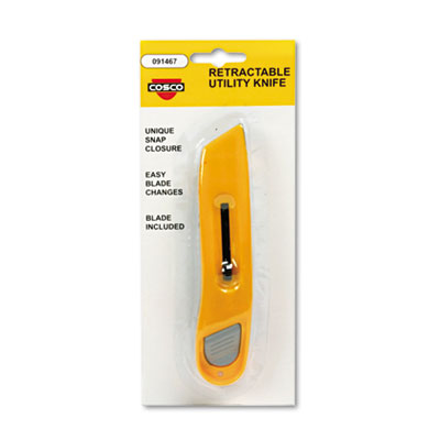 COSCO Plastic Utility Knife w/Retractable Blade &amp; Snap