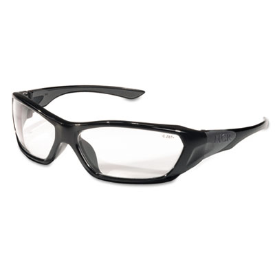 Crews ForceFlex Safety Glasses, Black Frame, Clear