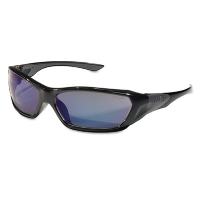 Crews ForceFlex Safety Glasses, Black Frame, Blue