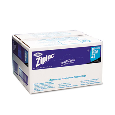 Ziploc Commercial Resealable Freezer Bag, Zipper, 2 gal,