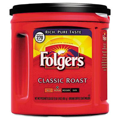 Folgers Coffee, Classic Roast
Regular, Ground, 33 9/10 oz.
Can