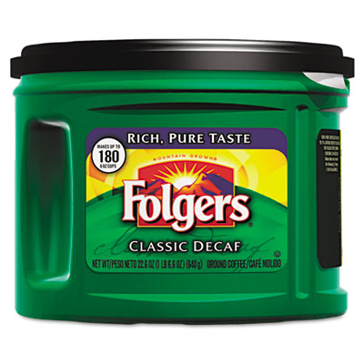 Folgers Ground Coffee,
Classic Roast Decaffeinated,
Ground, 22 3/5 oz., Can