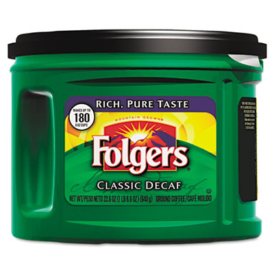 Folgers Coffee, Classic Roast
Decaffeinated, Ground, 22 3/5
oz. Can