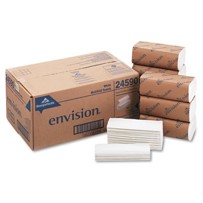 Georgia Pacific Professional
Envision Multifold Paper
Towels, 1-Ply, 9 1/5 x 9 2/5,
White