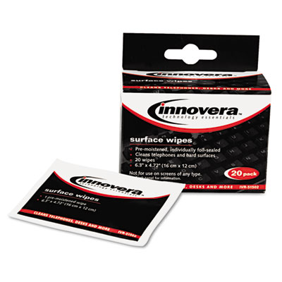 Innovera Alcohol-Free
Cleaning Wipes, Cloth, 4-3/4
x 6-1/4, White
