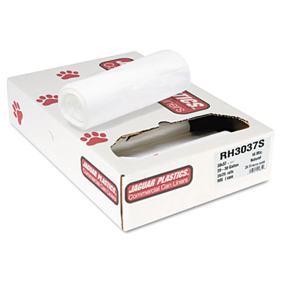 Jaguar Plastics Super
Extra-Heavy Bags, 30 gal, 16
mic, 30 x 37, 20 Rolls of 25
Bags, 500/Carton