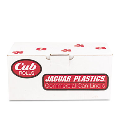 Jaguar Plastics Cub
Commercial Low-Density Roll
Can Liners, .5 mil, 24 x 32,
White