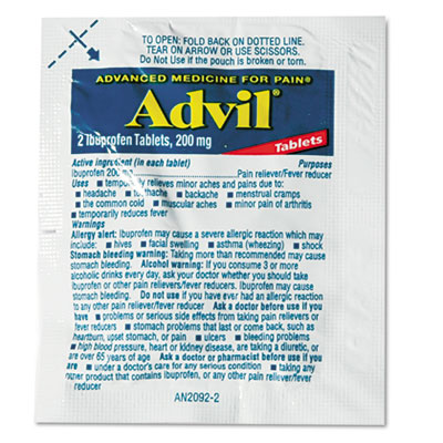 Advil Single-Dose Ibuprofen
Tablets Refill Packs,
Two-Pill Packets