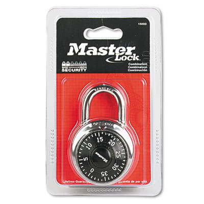 Master Lock Combination Lock,
Stainless Steel, 1-7/8&quot; Wide,
Black Dial