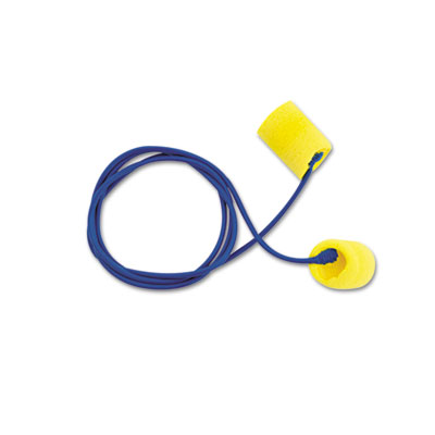 3M E-A-R Classic Earplugs, Corded, PVC Foam, Yellow