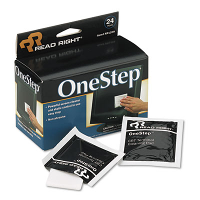 Read Right OneStep Screen Cleaner, 5 x 5, 24/Box