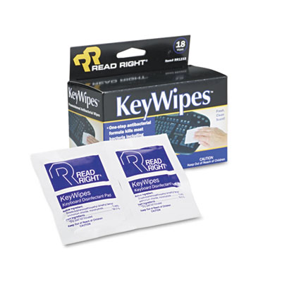 Read Right KeyWipes Keyboard &amp; Hand Cleaner Wet Wipes, 5 x