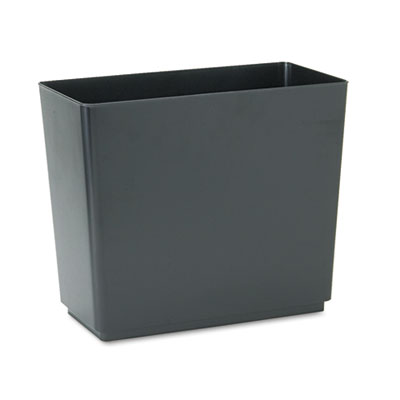 Rubbermaid Commercial
Designer 2 Wastebasket,
Rectangular, Plastic, 6 1/2
gal, Black