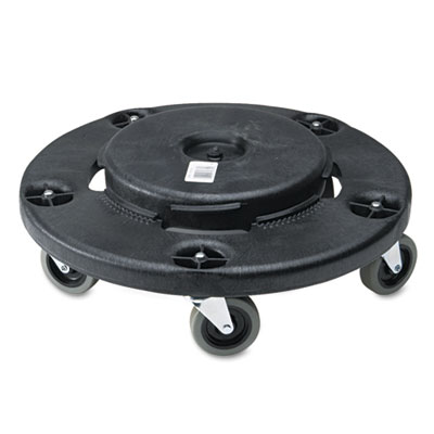 Rubbermaid Commercial Brute
Round Twist On/Off Dolly,
250lb Cap, 18dia x 6 5/8h,
Black