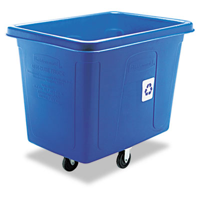 Rubbermaid Commercial
Recycling Cube Truck,
Rectangular, Polyethylene-lb
cap, Blue