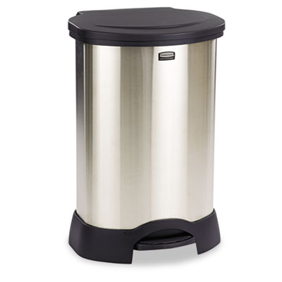 Rubbermaid Commercial Step-On Container, Oval, Stainless