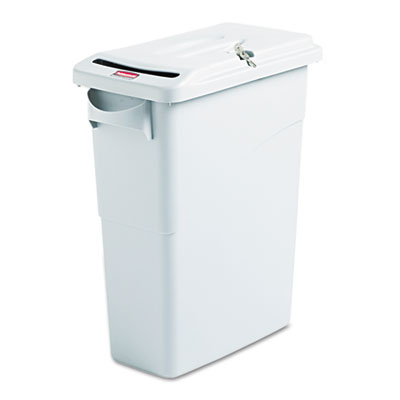 Rubbermaid Commercial Slim
Jim Confidential Receptacle
w/Lid, Rectangle, 15 7/8gal,
Light Gray