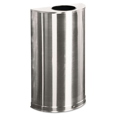 Rubbermaid Commercial
European Metallic Open Top
Receptacle, Half-Round, 12
gal, Stainless Steel