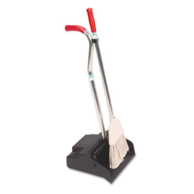 Unger Ergo Dustpan &amp; Broom, 12&quot; Wide, Metal/Vinyl-Coated