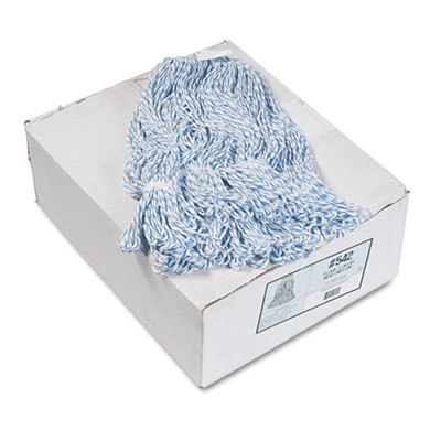 UNISAN Four-Ply Floor-Finish Mop Heads, Medium, White/Blue