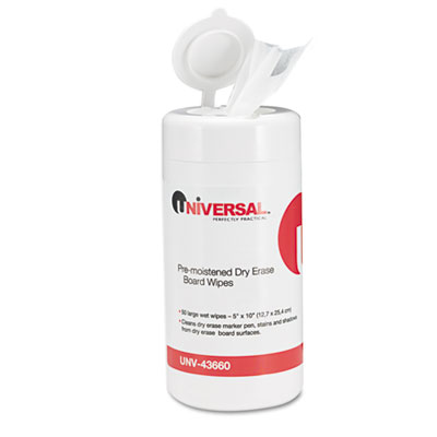 Universal Dry Erase Cleaning Wet Wipes, 5 x 10, 50/Pack
