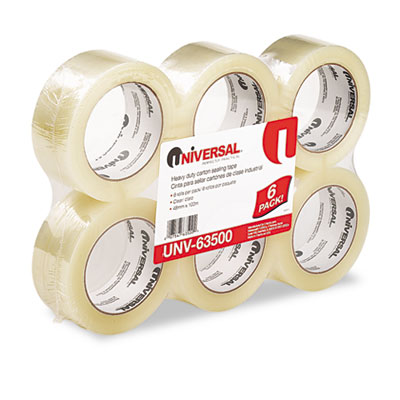 Universal Box Sealing Tape,
2&quot; x 110 yards, 3&quot; Core,
Clear, 6/Box