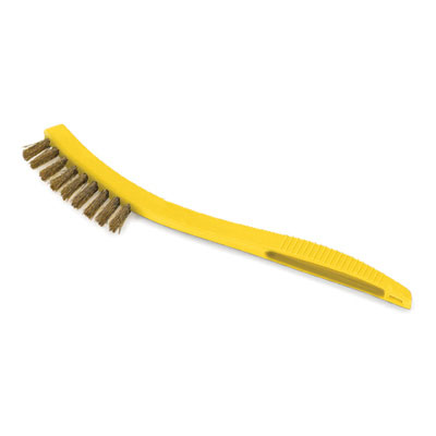 Rubbermaid Commercial
Metal-Fill Wire Scratch
Brush, 8 1/2&quot; Yellow Plastic
Handle