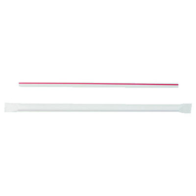 Boardwalk Jumbo Straws, 10 1/4in, Plastic, White/Red