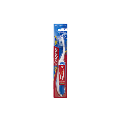 Colgate Folding Travel
Toothbrush, Soft, Plastic,
White/Blue