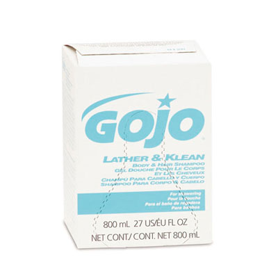 GOJO Lather &amp; Klean Body &amp;
Hair Shampoo Refill,
Pleasantly Scented, 800 ml