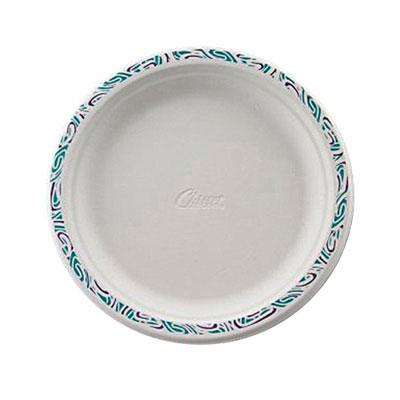 Chinet Festival White Molded
Fiber Plates, 8 3/4&quot;,
Festival Design Rim, Round,
125/Pk
