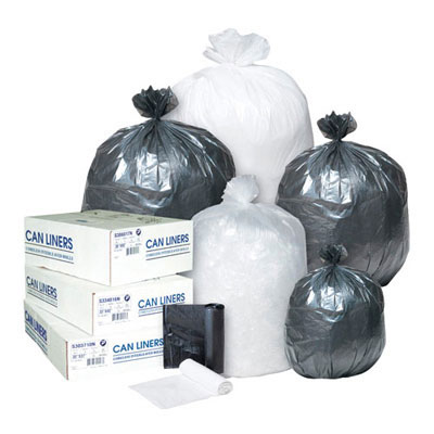 Inteplast Group High-Density
Can Liner, 33 x 40,
33-Gallon, 11 Micron, Black,
25/Roll