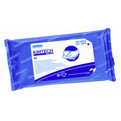 KIMBERLY-CLARK PROFESSIONAL*
KIMTECH PURE W4 Presaturated
Wipers, Multifold, 9 x 11,
White, 40/Pack